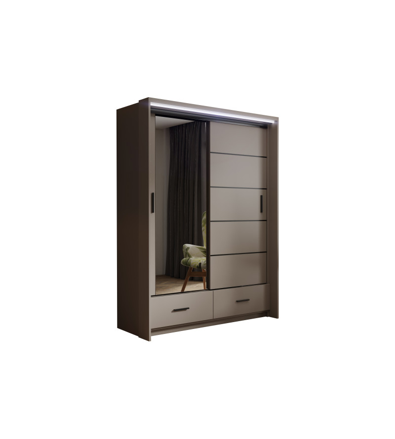 Schwebetürenschrank RB LED 153 cm mit Spiegel