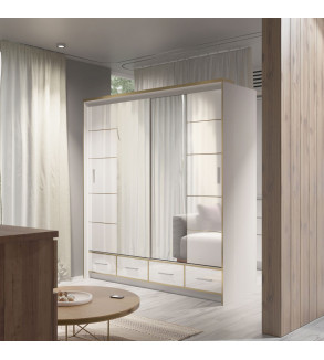 Schwebetürenschrank SEV LED 203 cm mit Spiegel