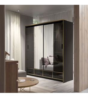 Schwebetürenschrank SEV LED 203 cm mit Spiegel