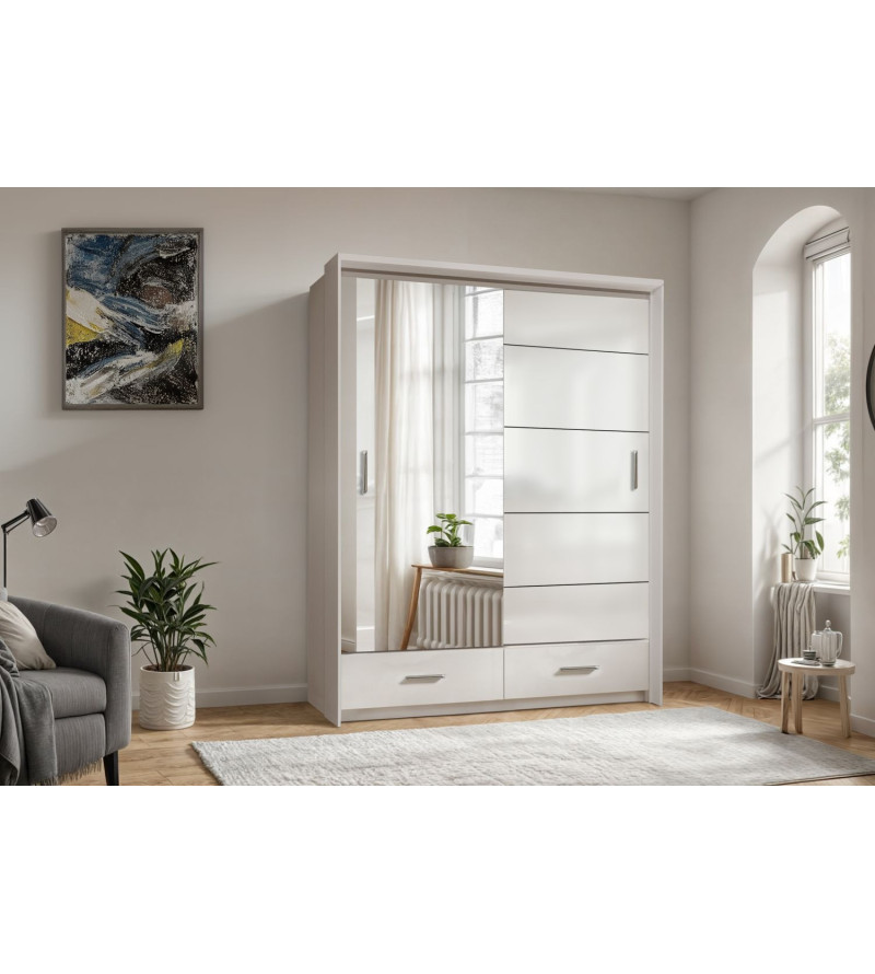 Schwebetürenschrank SY LED 150 cm mit Spiegel