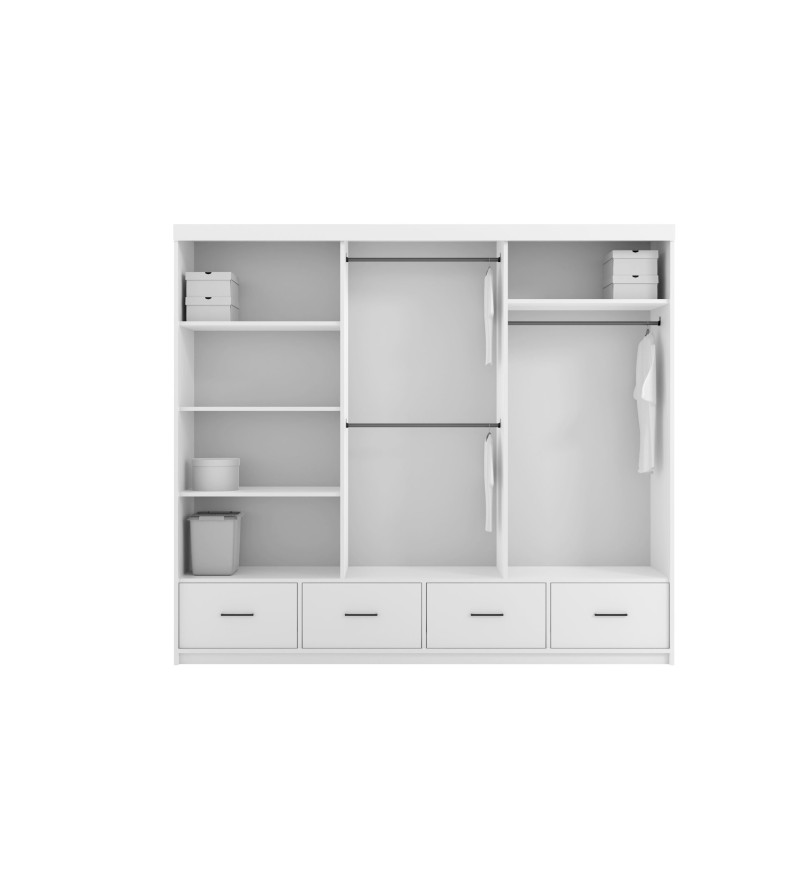 Schwebetürenschrank SY LED 253 cm mit Spiegel