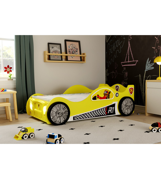 KRUDOX Monza Kinder- und Babybett in Gelb mit Matratze