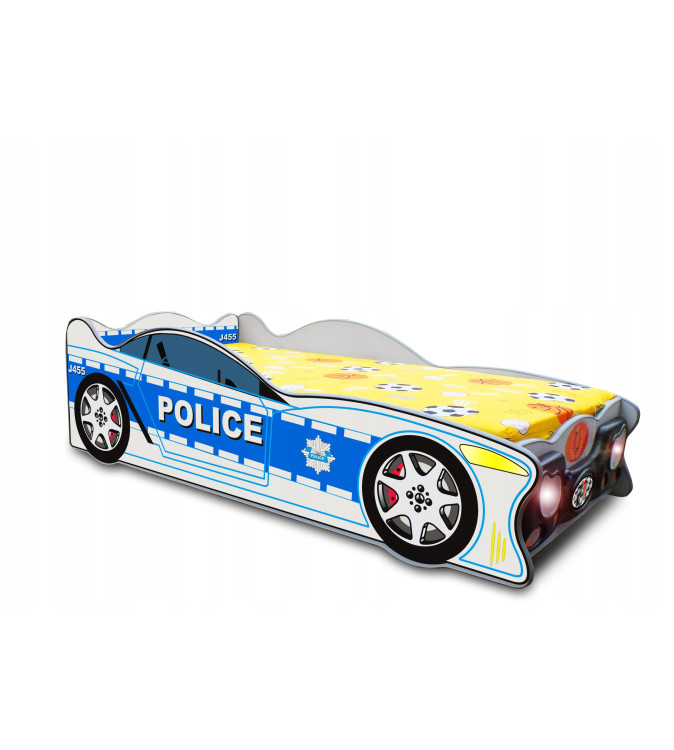 KRUDOX SPEEDY Polizeiauto-Kinderbett mit Matratze