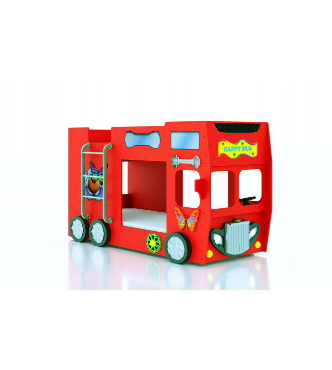KRUDOX HAPPY BUS Etagenbett für Kinder mit Matratze