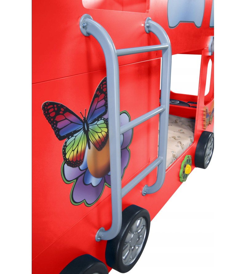 KRUDOX HAPPY BUS Etagenbett für Kinder mit Matratze