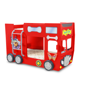KRUDOX HAPPY BUS Etagenbett für Kinder mit Matratze