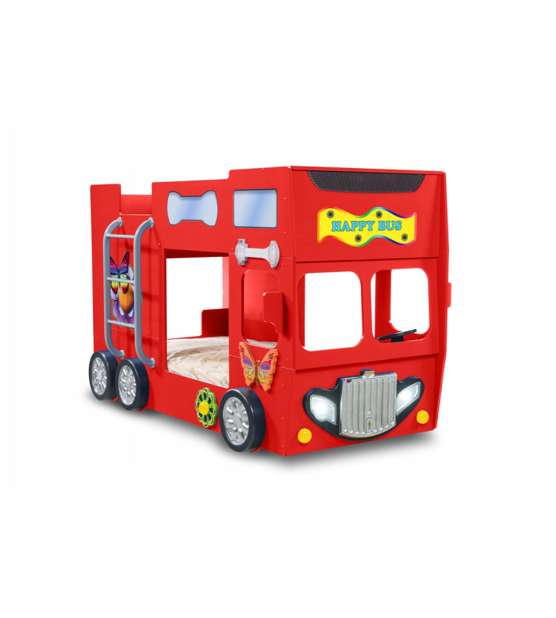 KRUDOX HAPPY BUS Etagenbett für Kinder mit Matratze