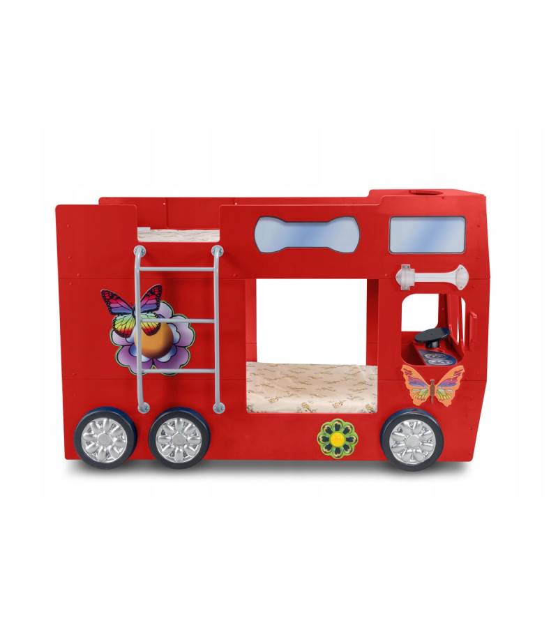 KRUDOX HAPPY BUS Etagenbett für Kinder mit Matratze
