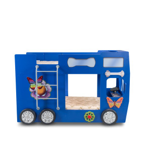 KRUDOX HAPPY BUS Etagenbett für Kinder mit Matratze