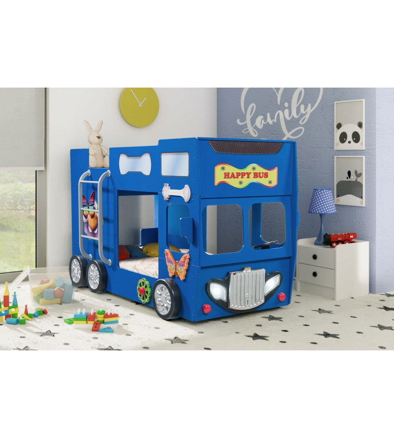 KRUDOX HAPPY BUS Etagenbett für Kinder mit Matratze