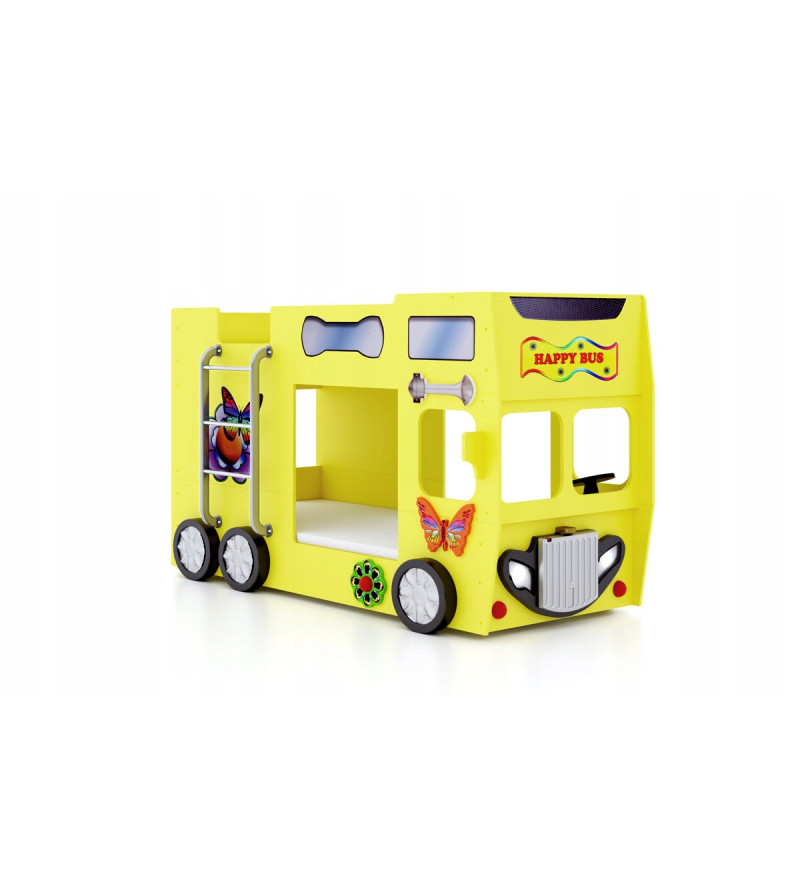 KRUDOX HAPPY BUS Etagenbett für Kinder mit Matratze