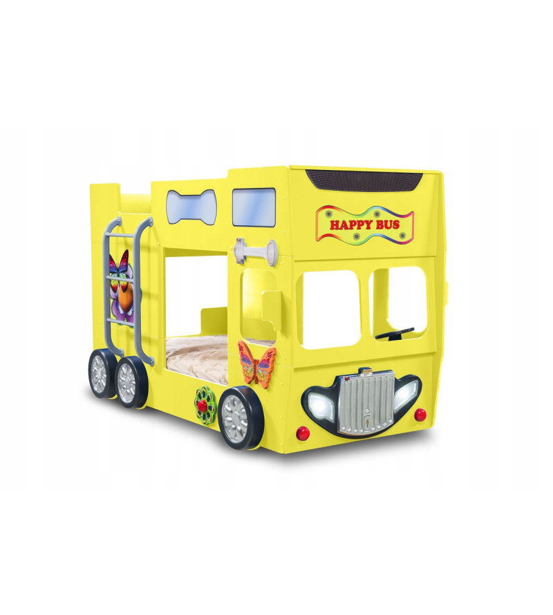 KRUDOX HAPPY BUS Etagenbett für Kinder mit Matratze