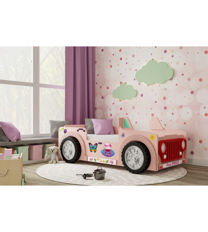 KRUDOX JEEP ROSE Kinder- und Babybett mit Matratze