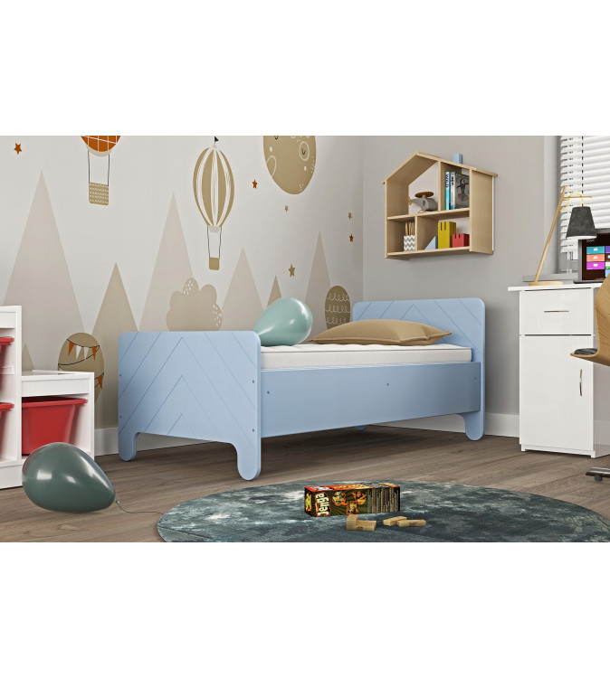 KRUDOX NOLIA blaues Babybett für Kinder mit Matratze