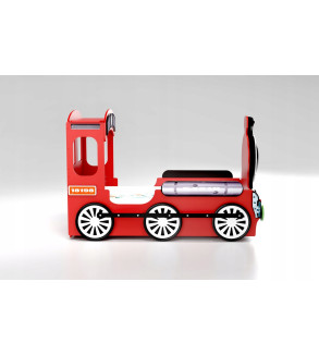 KRUDOX LOCOMOTIVE Rotes Kinderbett mit Matratze