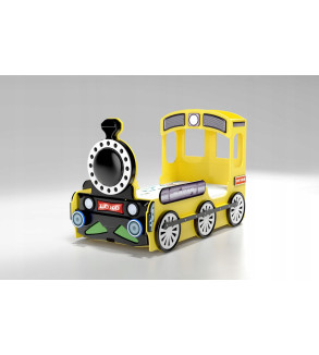 KRUDOX LOCOMOTIVE Gelbes Babybett für Kinder mit Matratze