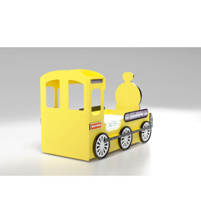 KRUDOX LOCOMOTIVE Gelbes Babybett für Kinder mit Matratze