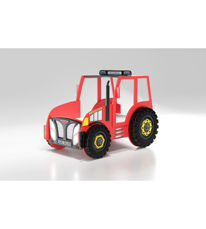 KRUDOX TRACTOR Rotes Kinderbett mit Matratze