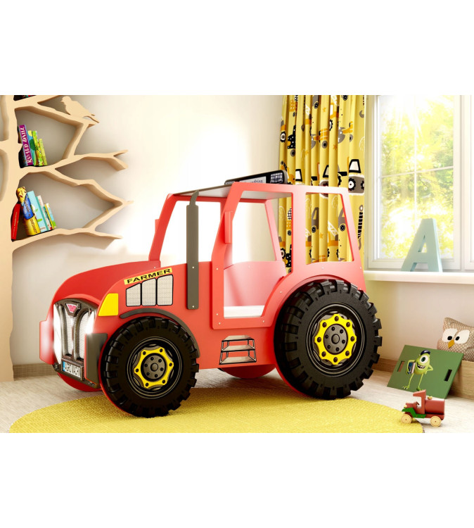 KRUDOX TRACTOR Rotes Kinderbett mit Matratze