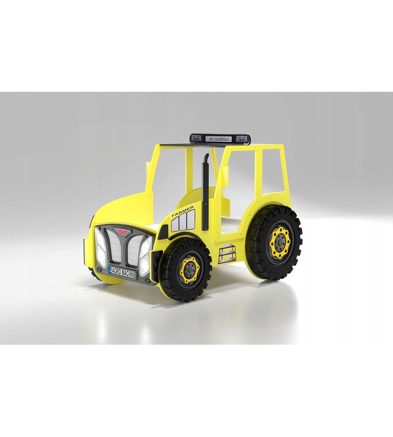 KRUDOX TRACTOR Gelbes Kinderbett mit Matratze