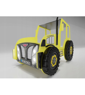KRUDOX TRACTOR Gelbes Kinderbett mit Matratze