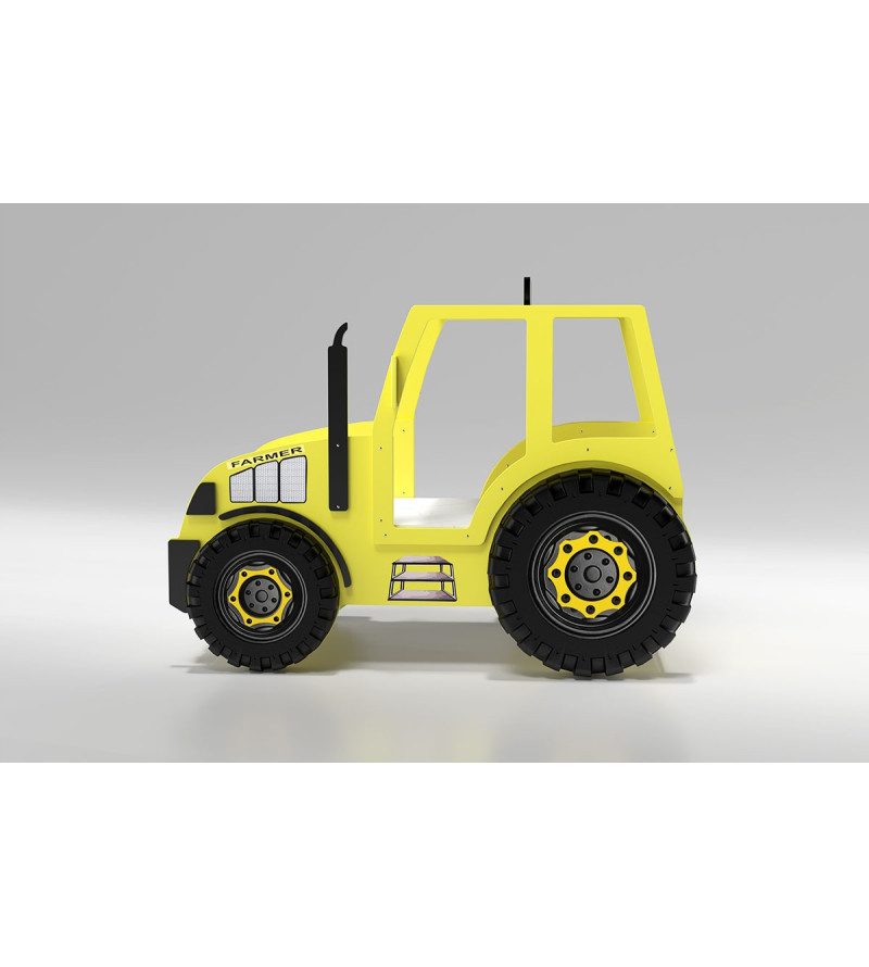 KRUDOX TRACTOR Gelbes Kinderbett mit Matratze
