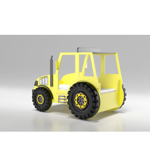 KRUDOX TRACTOR Gelbes Kinderbett mit Matratze