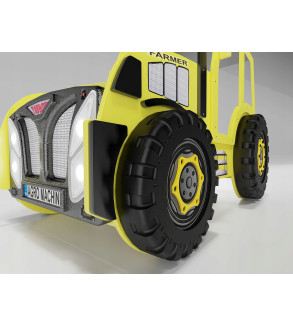 KRUDOX TRACTOR Gelbes Kinderbett mit Matratze