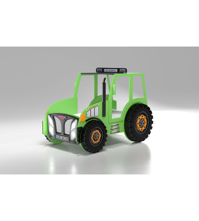 KRUDOX TRACTOR Grünes Kinderbett mit Matratze