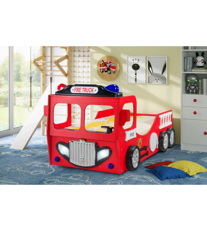 KRUDOX Feuerwehr auto Kinderbabybett mit Matratze
