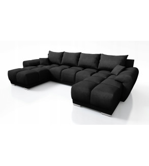 KRUDOX LONDON U-förmiges Ecksofa Schwarz Matt Velvet