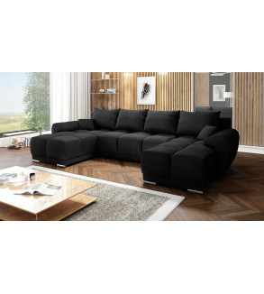 KRUDOX LONDON U-förmiges Ecksofa Schwarz Matt Velvet