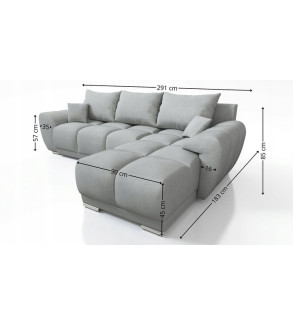 KRUDOX LONDON L-förmiges Universal Ecksofa Schwarz Matt Velvet 99