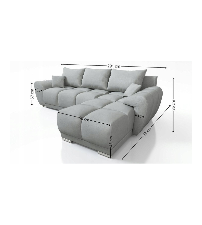 KRUDOX LONDON L-förmiges Universal Ecksofa Schwarz Matt Velvet 99
