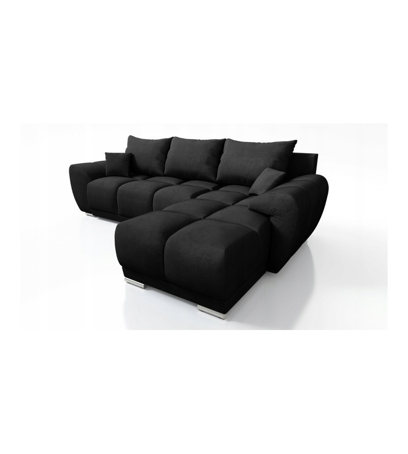 KRUDOX LONDON L-förmiges Universal Ecksofa Schwarz Matt Velvet 99