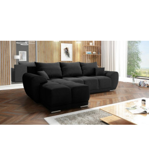 KRUDOX LONDON L-förmiges Universal Ecksofa Schwarz Matt Velvet 99