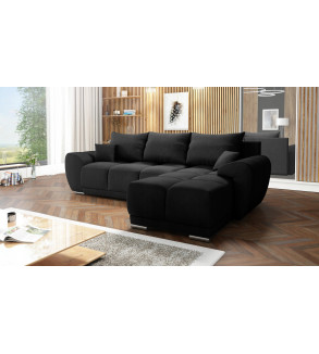 KRUDOX LONDON L-förmiges Universal Ecksofa Schwarz Matt Velvet 99