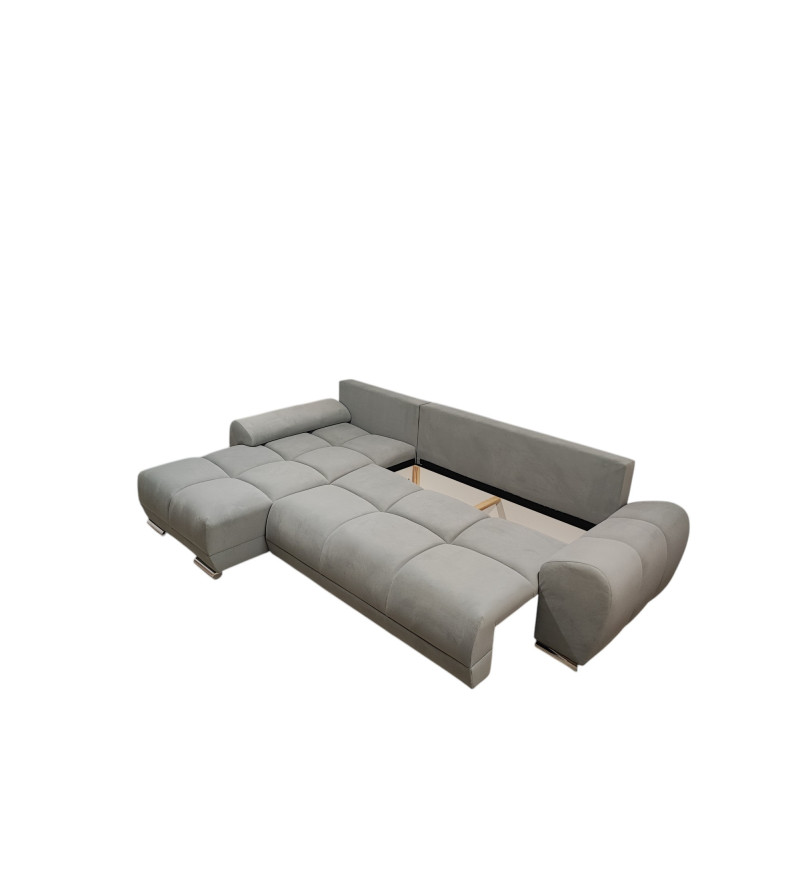 KRUDOX LONDON Universal L-förmiges Ecksofa Hellgrau Matt Velvet 83