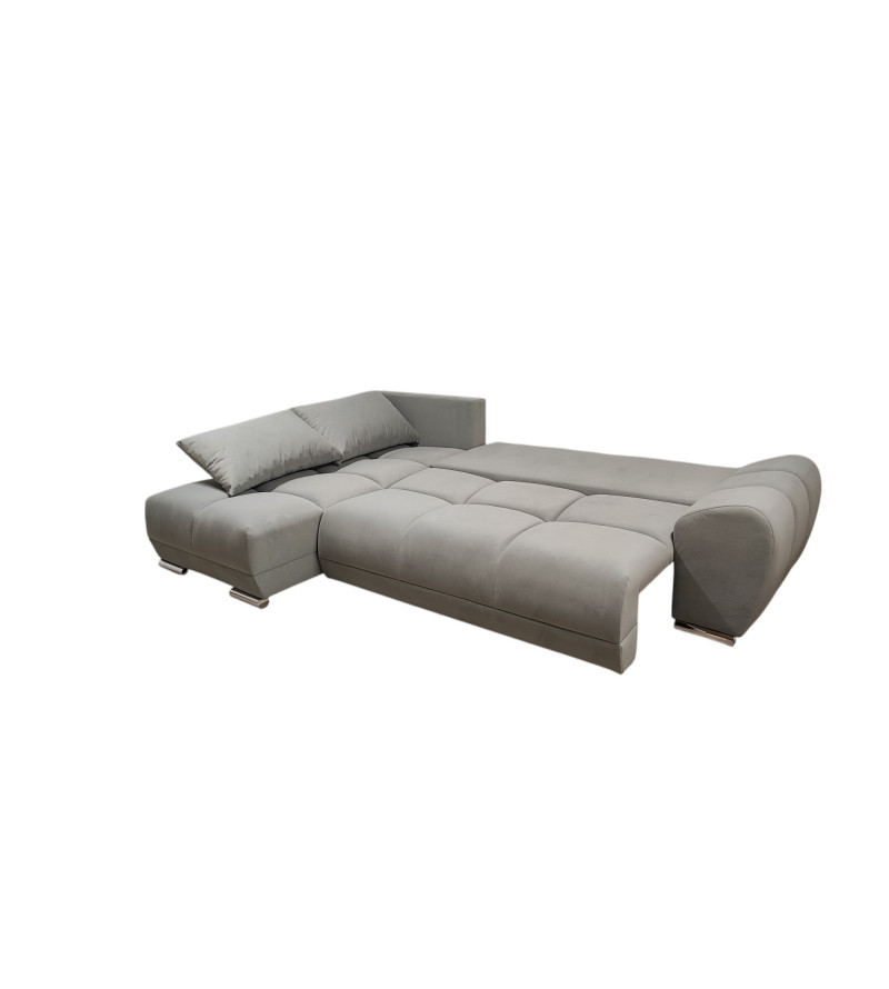 KRUDOX LONDON Universal L-förmiges Ecksofa Hellgrau Matt Velvet 83