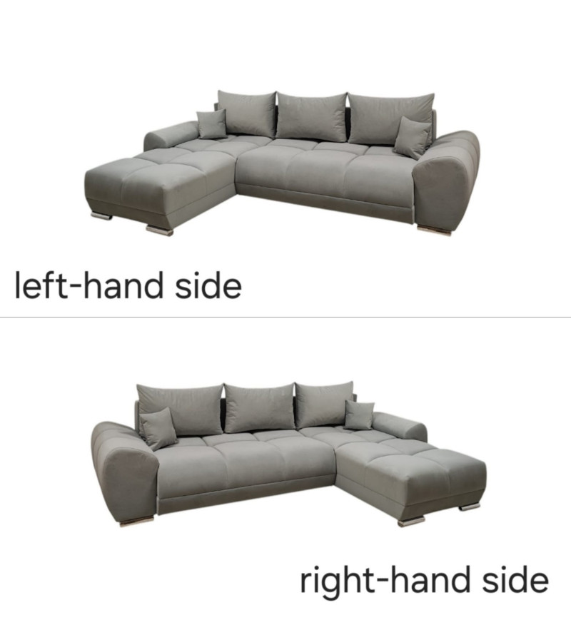KRUDOX LONDON Universal L-förmiges Ecksofa Hellgrau Matt Velvet 83