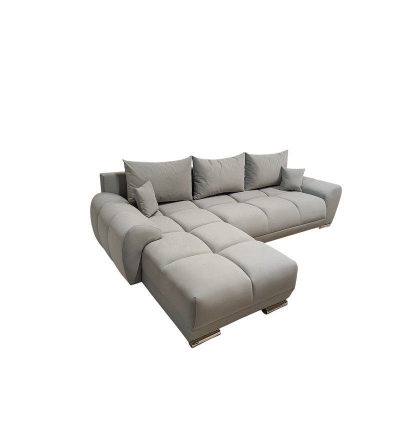 KRUDOX LONDON Universal L-förmiges Ecksofa Hellgrau Matt Velvet 83