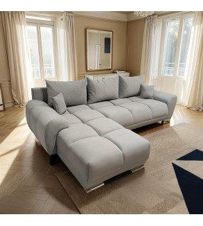 KRUDOX LONDON Universal L-förmiges Ecksofa Hellgrau Matt Velvet 83