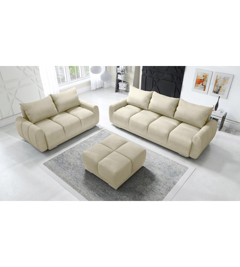 KRUDOX LONDON 3+2 Sofa Set Velvet Creme ( 04 )