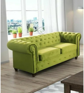 KRUDOX Chesterfield Sofa Set 3 + 2 Hellgrün Plush Velvet