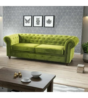 KRUDOX Chesterfield Sofa Set 3 + 2 Hellgrün Plush Velvet