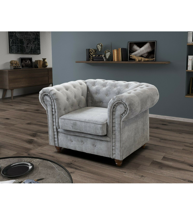 KRUDOX Chesterfield Sofa Set 3 + 2 Marineblau Plush Velvet