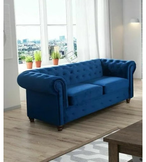 KRUDOX Chesterfield Sofa Set 3 + 2 Marineblau Plush Velvet