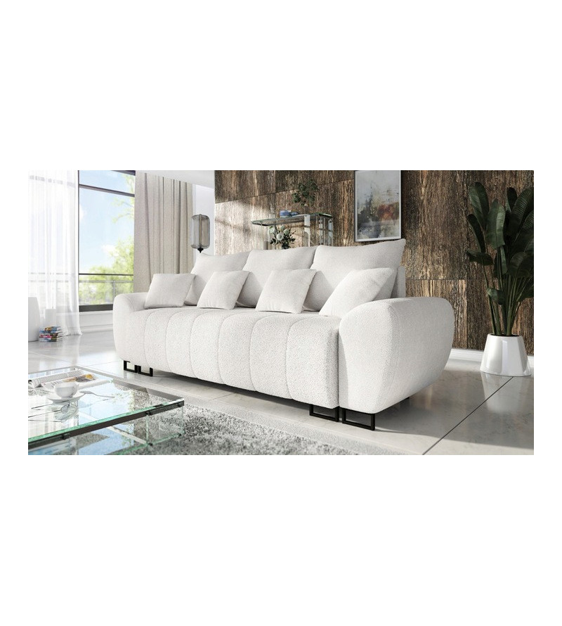 KRUDOX Ragnar 3+2 Schlafsofa-Set Weiß mit Pouffe (C1)