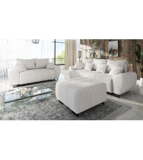 KRUDOX Ragnar 3+2 Schlafsofa-Set Weiß mit Pouffe (C1)
