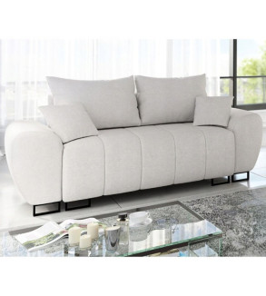 KRUDOX Ragnar 3+2 Schlafsofa-Set Weiß mit Pouffe (C1)